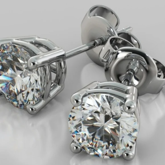 Elegant 6ct MOISSANITE Silver Stud Earrings - Picture 2 of 2